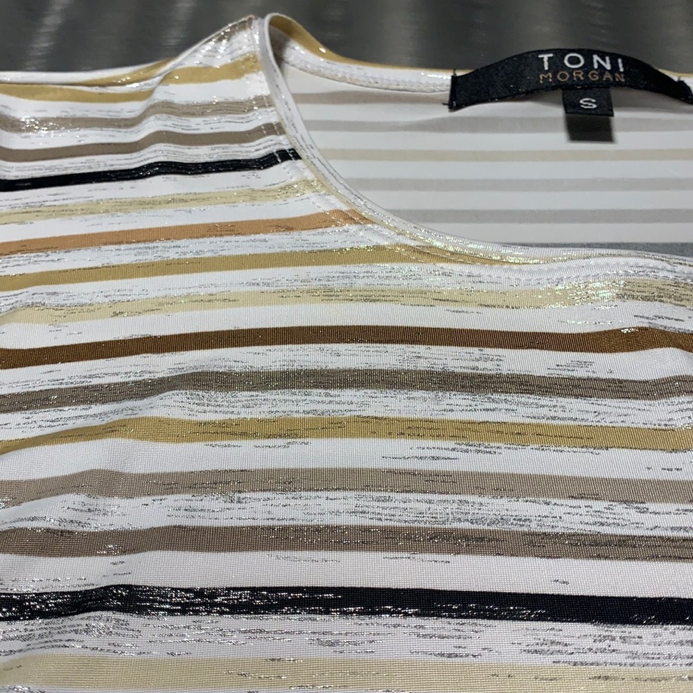 Toni Morgan 3/4 Sleeved Striped Tee Small